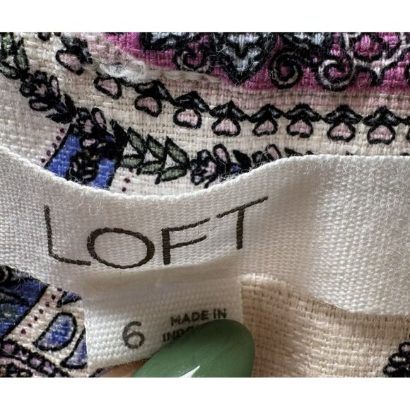 Loft Shorts Womens 6 Cream Paisley Print Summer Casual Day Out Modern Riviera - Picture 5 of 5